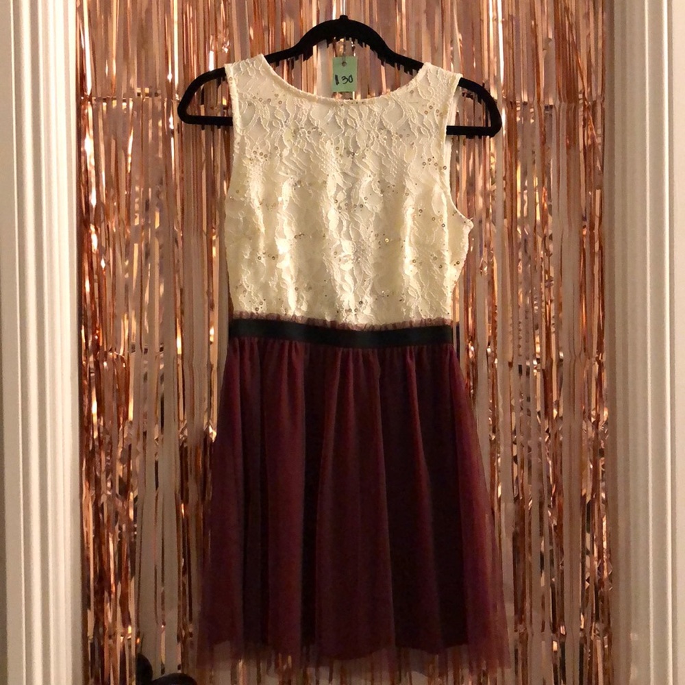 Maroon & white dress